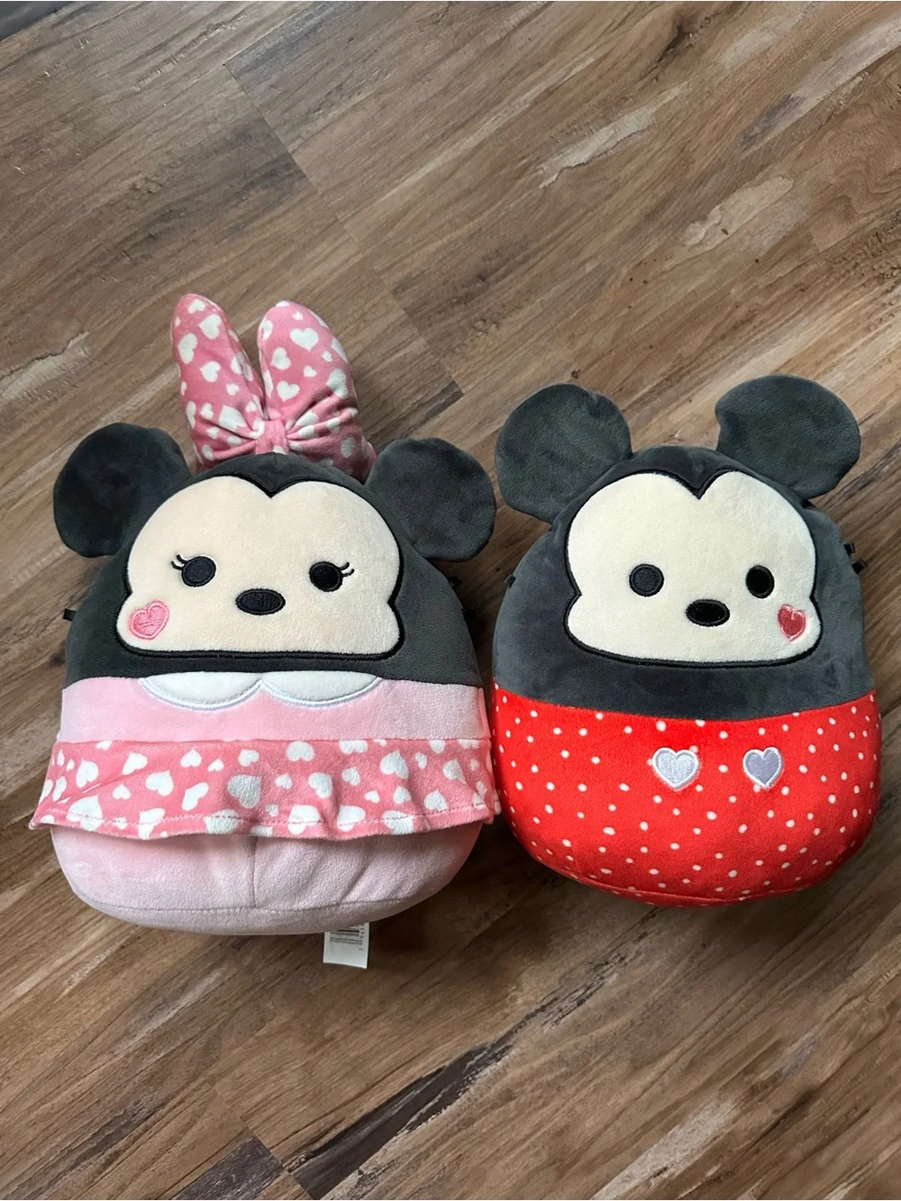 Squishmallows Minnie & Mickey Pink Red Heart Plush Pair